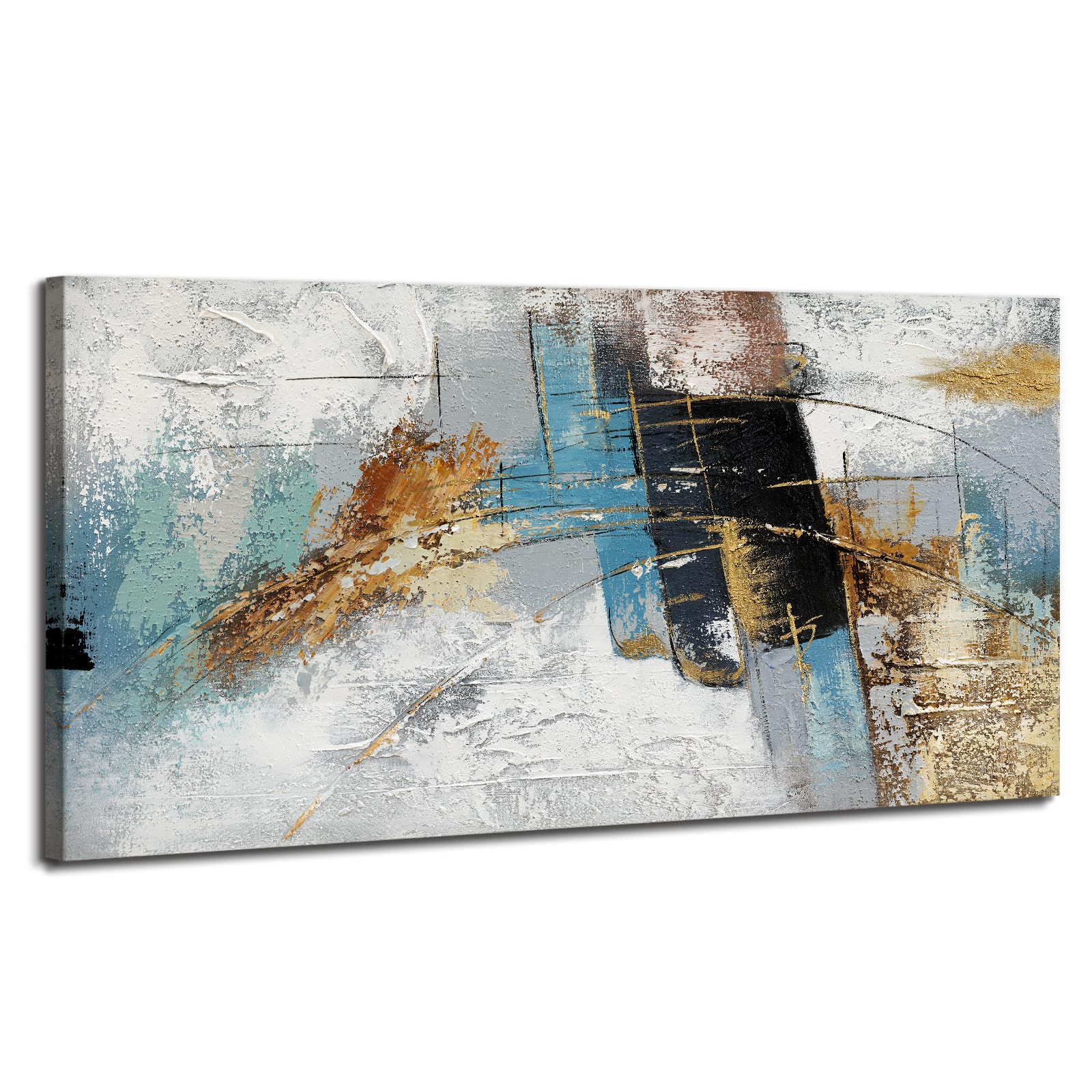 WENGTIAO Grande Abstraite Peintures sur Toile Peinte à la Main, Abstraite Moderne Art Surface Texturée, Acrylique Peinture sur Toile pour Tableau Decoration Murale Salon Maison 120x60 cm