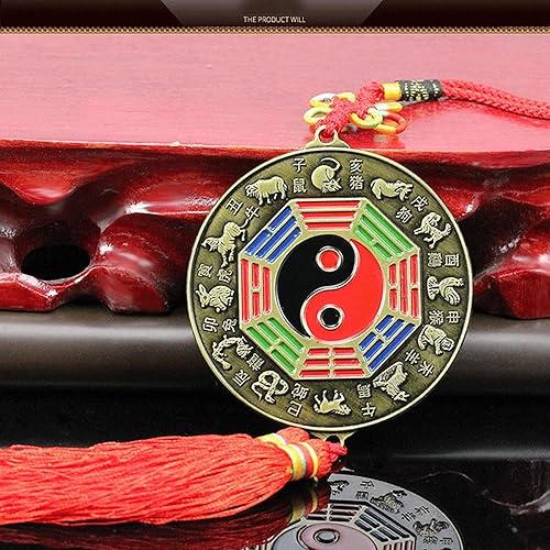 Miniatura 3 de Espejo chino de Feng Shui, espejo Bagua, espejo del zodiaco chino Bagua, espejo Feng Shui, espejo plano, colgante de decoración del hogar para