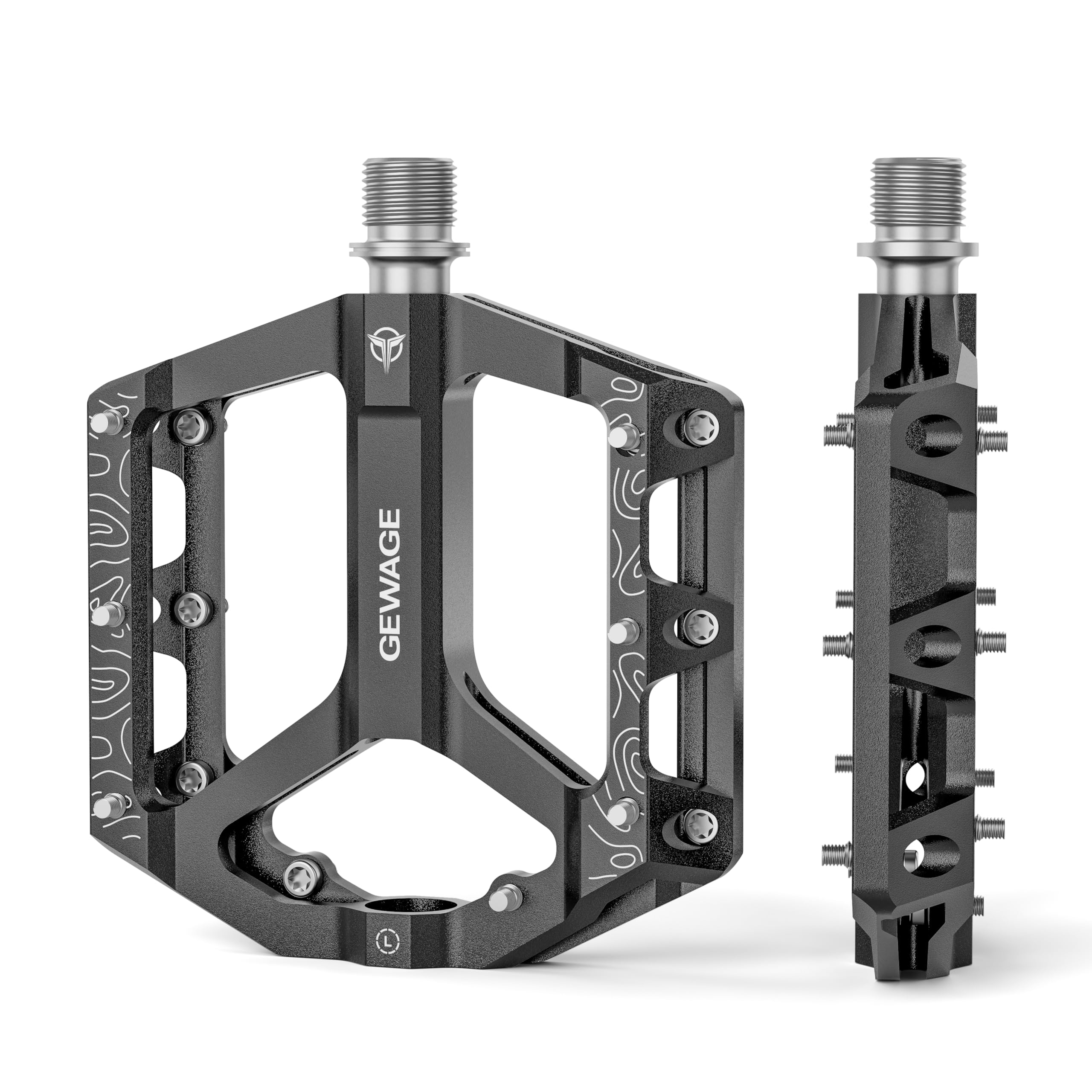 Pedali Piatti In Lega Di Alluminio Per MTB E Bici Da Strada - Aresvns - Antiscivolo Con Perni - Asse Da 9/16" - Leggeri E Resistenti (Argento)