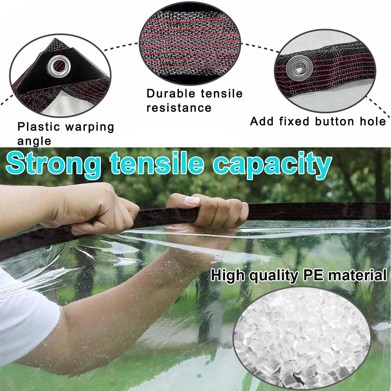 Telo Impermeabile Trasparente Con Occhielli – 1.5x1m, Corda Inclusa, Per Balcone, Auto, Giardino, Serra
