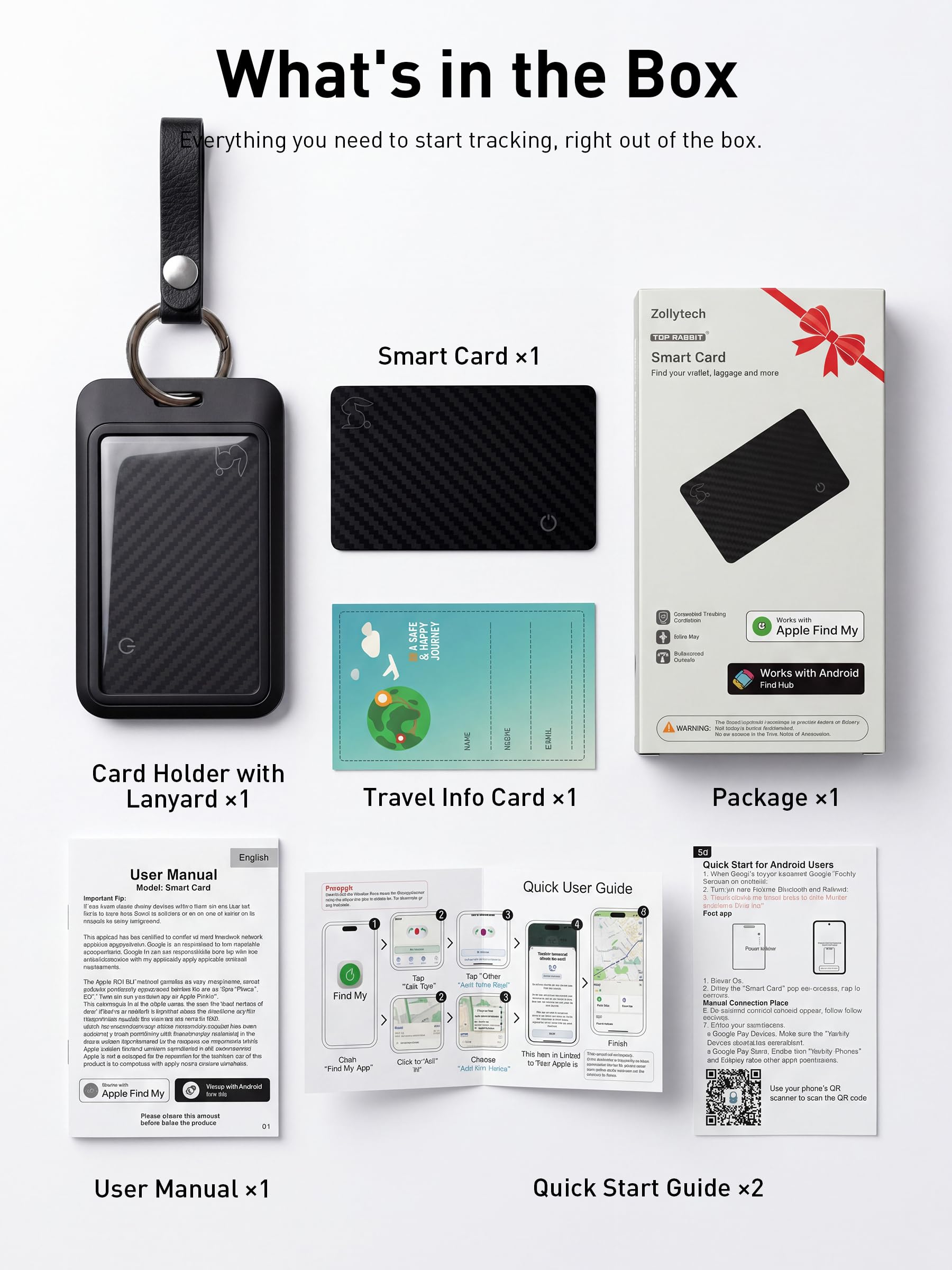 Carta di monitoraggio del portafoglio certificata MFi, ricerca oggetti ricaricabile per portafogli, passaporto, bagagli, compatibile con Apple Find My e Google Find Hub, localizzatore di