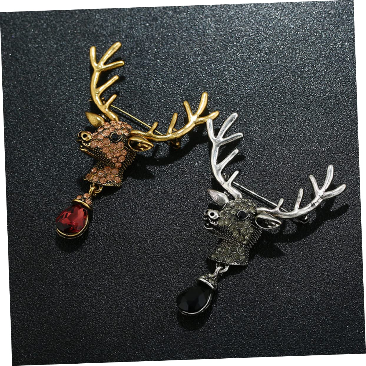 Broche con Cabeza de Diamante de imitación pequeño, Adorno de Traje de Navidad para Fiestas y Ropa, Estilo Retro.