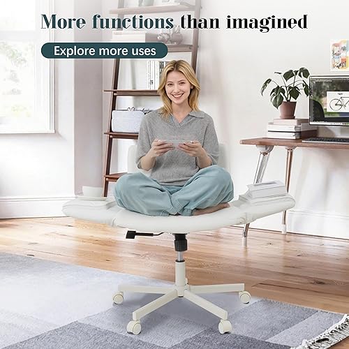 Miniatura 6 de Silla de oficina ancha, silla cruzada con reposabrazos ajustables, sillas giratorias de piel sintética para computadora de oficina para el hogar,