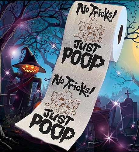 Miniatura 2 de Printed TP Halloween No Tricks Just Poop - Papel higiénico impreso, regalo de broma, rollo de papel higiénico aterrador para sorpresa, divertido