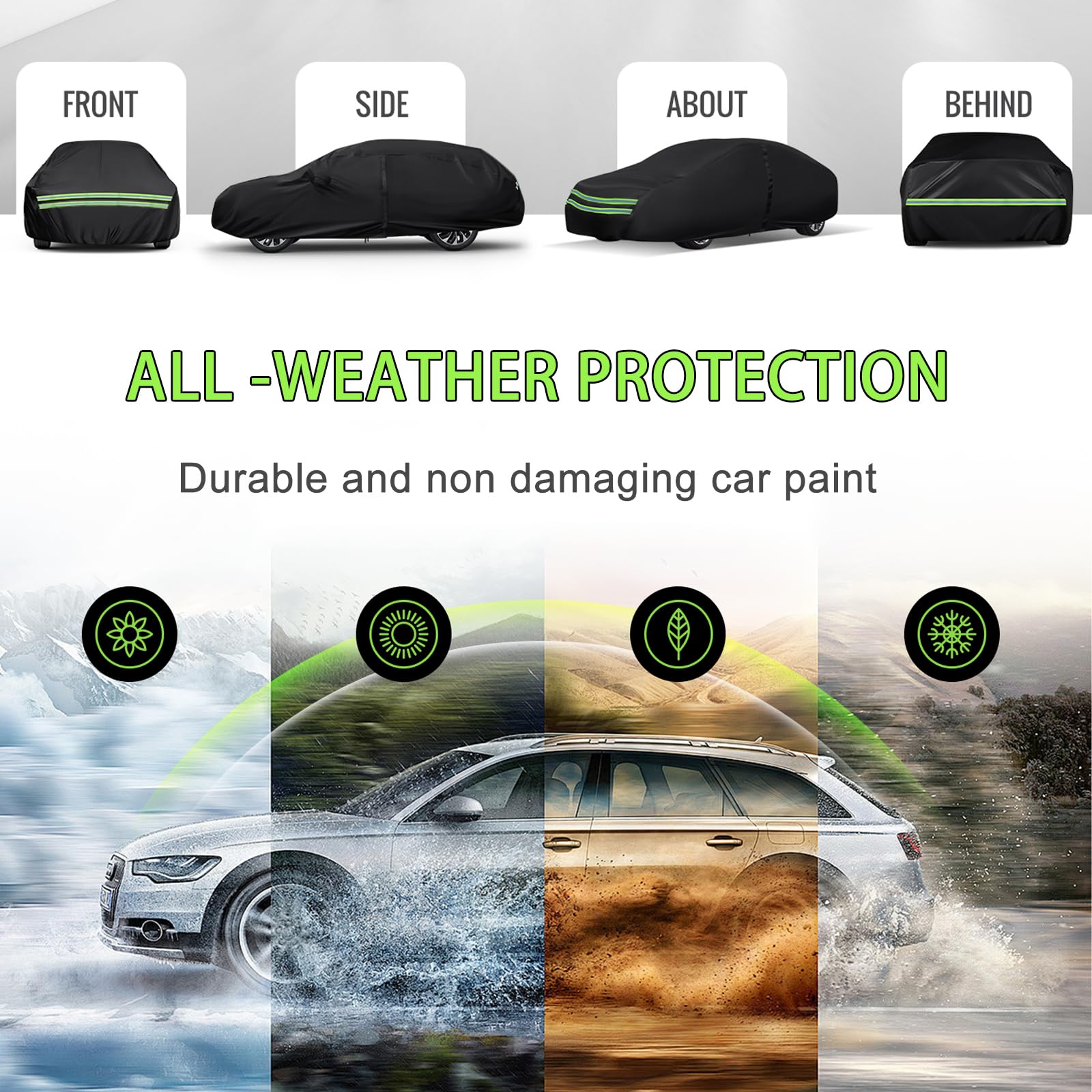 Funda universal de 16 capas 600D resistente para uso en exteriores e interiores, para todo tipo de clima, a prueba de sol, UV, lluvia, nieve, polvo, impermeable, resistente a los arañazos, se