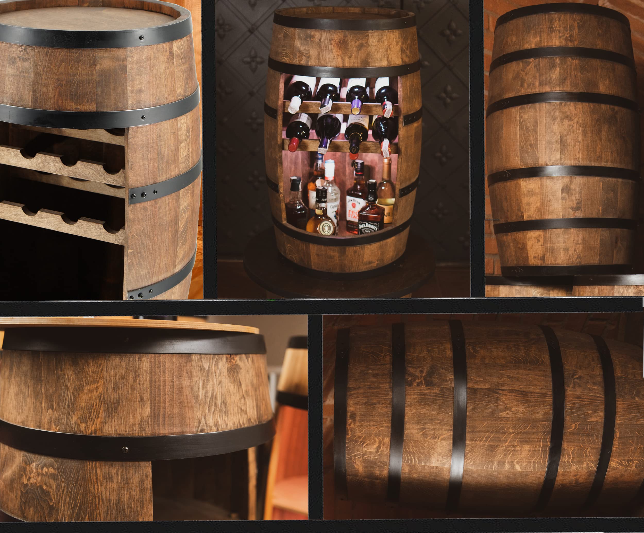 CREATIVE COOPER Weinregal Holz - Weinschrank Mini Bar - Weinschrank Mann und Frau - Barschrank mit LED-Leuchten - 80cm hoch - Retro deko Bar Regal - Hausbar Theke - Fassmöbel (Wenge)