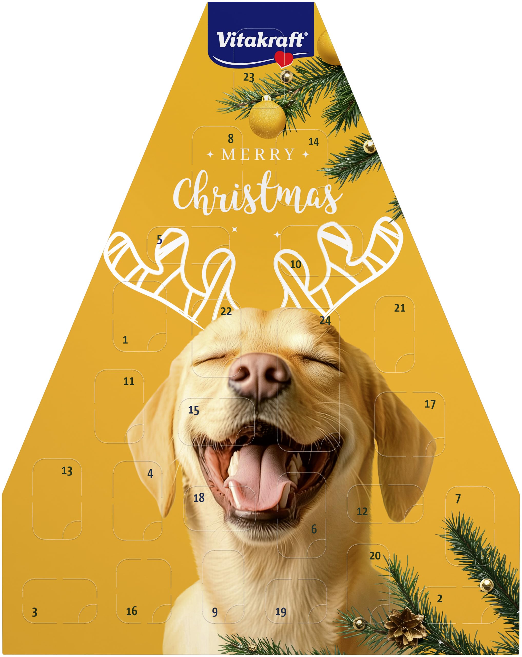 Vitakraft Adventskalender für Hunde 2025 liebevoll zusammengestellte Auswahl leckerer Snacks für die Vorweihnachtszeit Hundeleckerlis für alle Altersstufen (1x 244g)