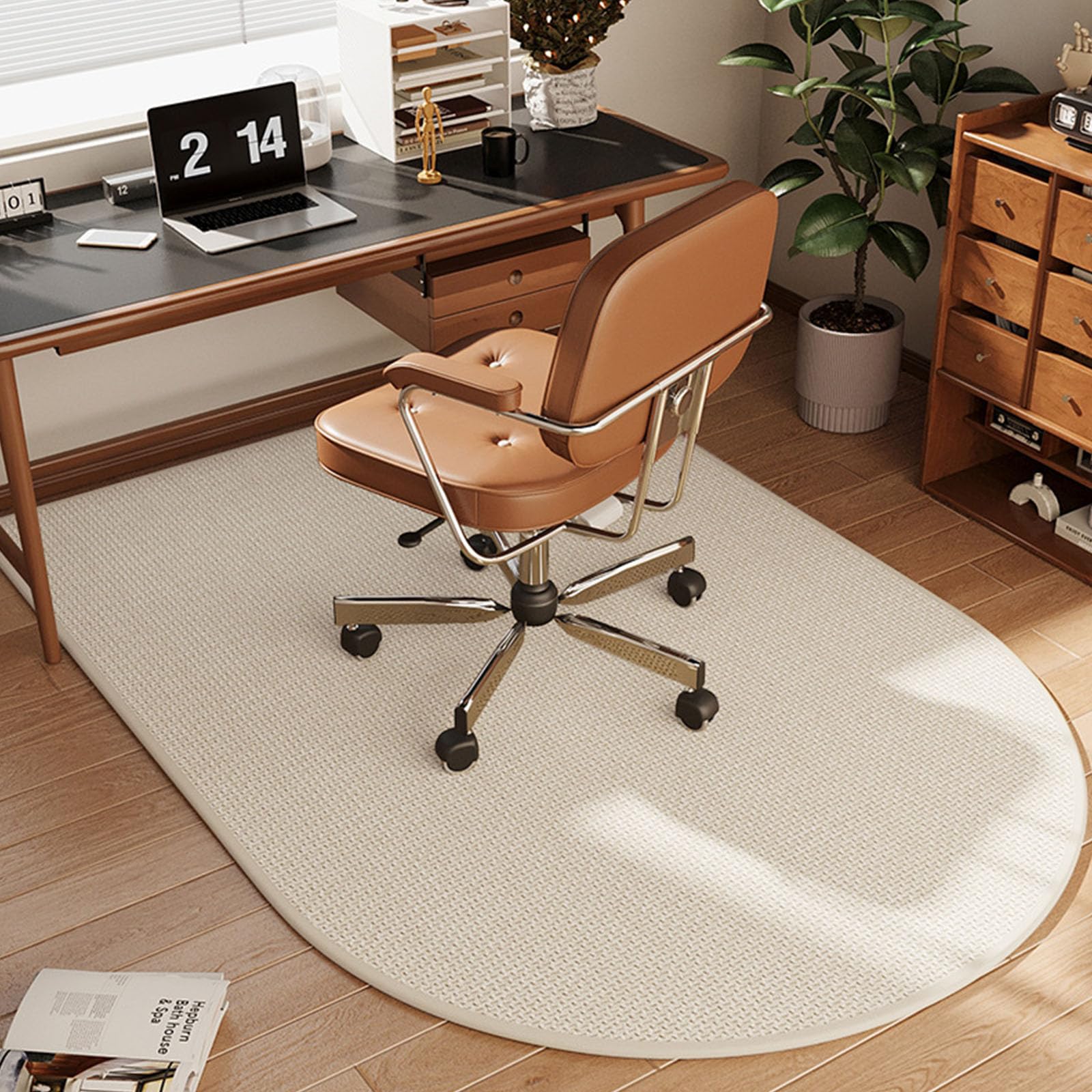 WaiDXn Linen Floor Mats To Protect Carpets And Hardwood Floors In The Office(Cream,80x120cm)