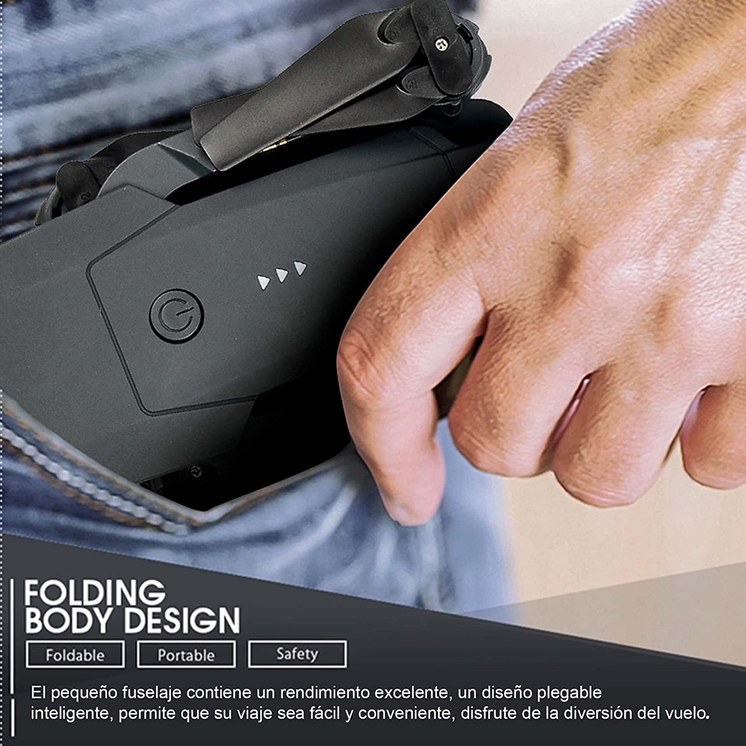 SANDALFON Drone Plegable Mini Drone con Cámara HD, Giro 3D 360º Luz LED Quadcopter WiFi FPV Video En Vivo, Auto Retorno Control Aplicación Toma Fotos Grabación Retención de Altitud para Principiantes