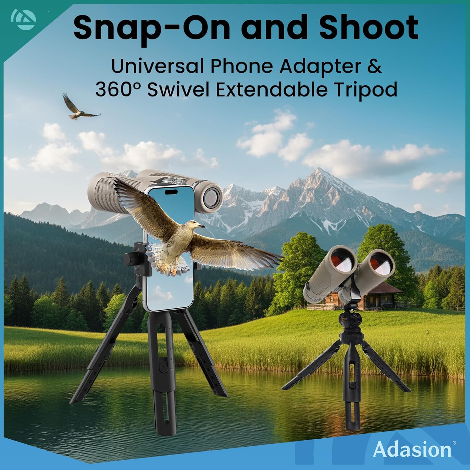 8x42 HD Binoculars for Adults High Powered with Phone Adapter and Tripod, Super Bright BAK4 Prism Waterproof Binoculars for Bird Watching Hunting Hiking Safari Travel Sports - Image 4