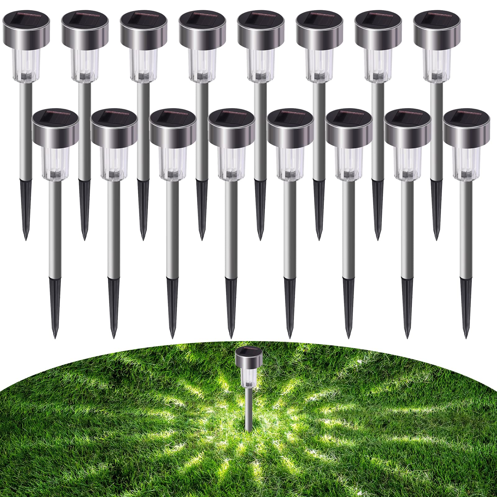 Buy Solar Lights Outdoor, 16 Pack Solar Pathway Lights Waterproof Steel