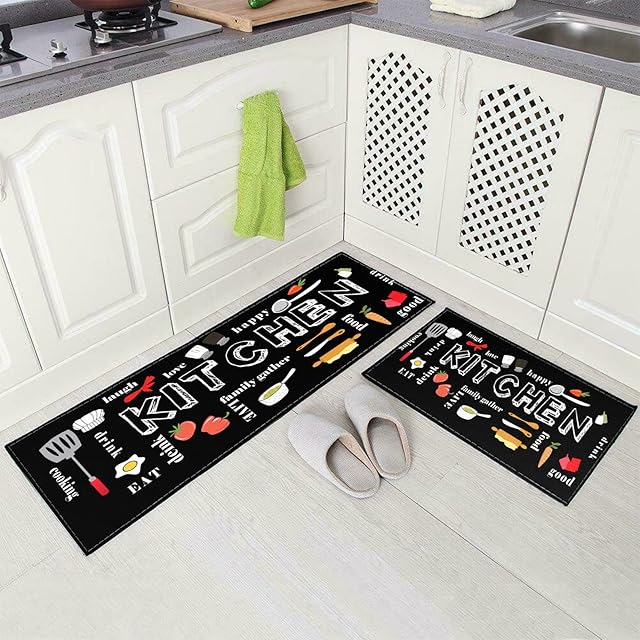 LXTOPN Kitchen Rug Non-Slip Kitchen Mat Sets,Hallway Runner For Kitchen Washable Kitchen Rugs Mat with Natural Rubber Backing,Door Rug Set. (40x60cm+40x120cm, K2)