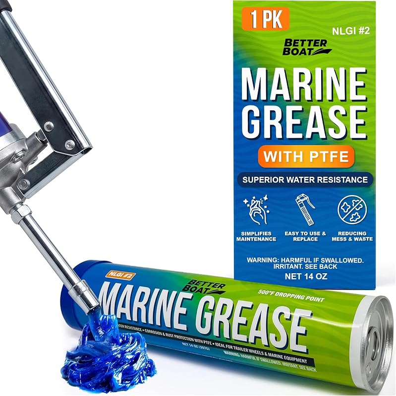 Tubo de grasa marina Better Boat, 14 onzas, rodamiento de remolque impermeable de alta temperatura | Lubricante, NLGI 2, Compatible con pistolas engrasadoras