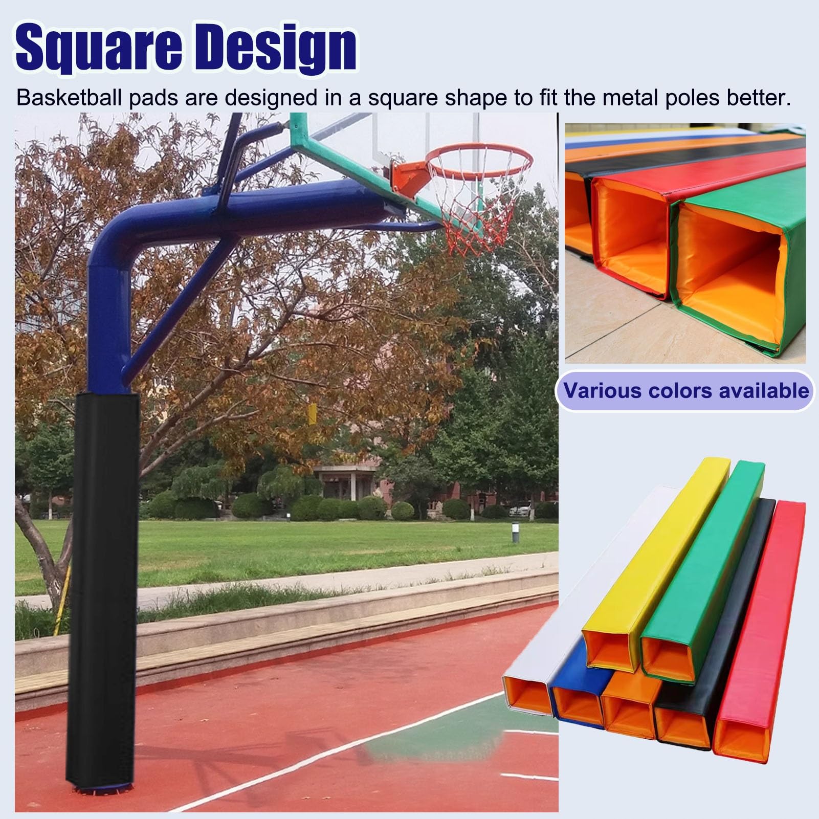 Acolchado de poste interior para bastones de voleibol de baloncesto, poste de garaje cuadrado envolvente para sótano, acolchado negro de 70 71 72 pulgadas de alto