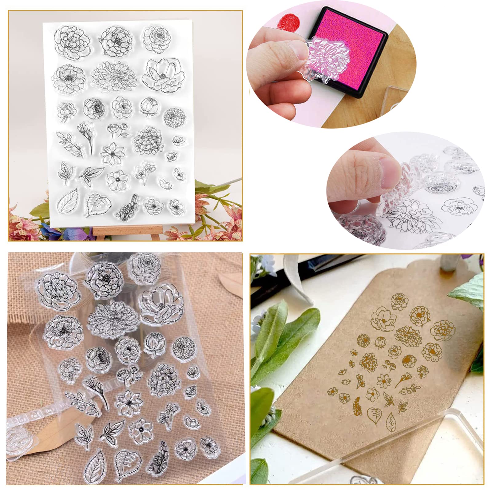 Fogli Floreali Timbro trasparente in silicone per Scrapbooking Decor Cartolina