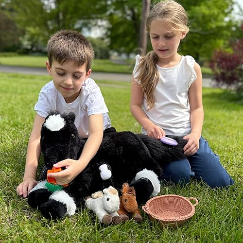 Miniatura 3 de MaoGoLan Juego de 4 piezas de animales de peluche de caballo, caballo mamá de peluche grande con bebés poni de peluche para baby shower, poni de