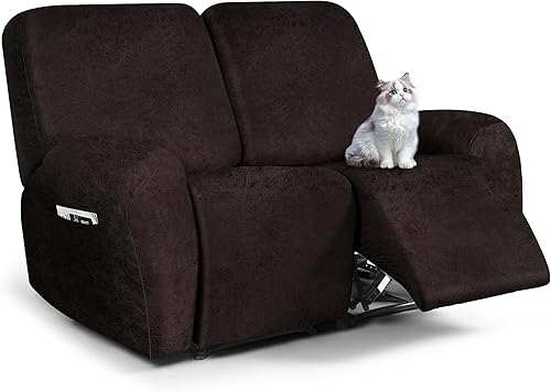 Miniatura 31 de Fundas para sillas reclinables con aspecto de cuero, funda elástica de 4 piezas, funda suave para silla reclinable, protector de muebles lavable