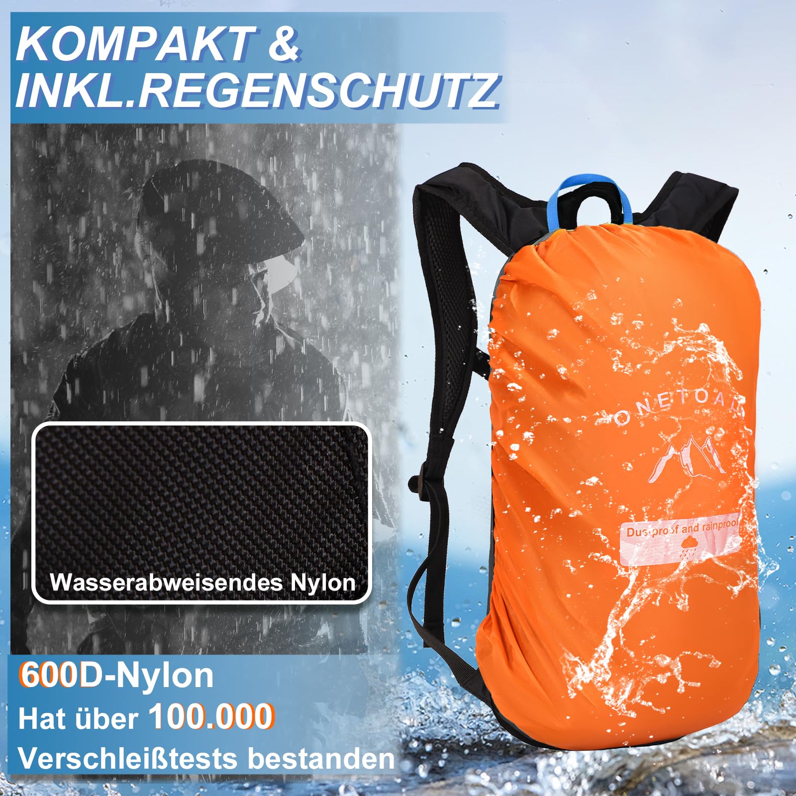 Local Lion Fahrradrucksack Wasserdicht, Wanderrucksack Damen Klein, Trinkrucksack Fahrrad, Skirucksack mit Regenschutz für Fahrradtour Wandern Städtetour Skiurlaub
