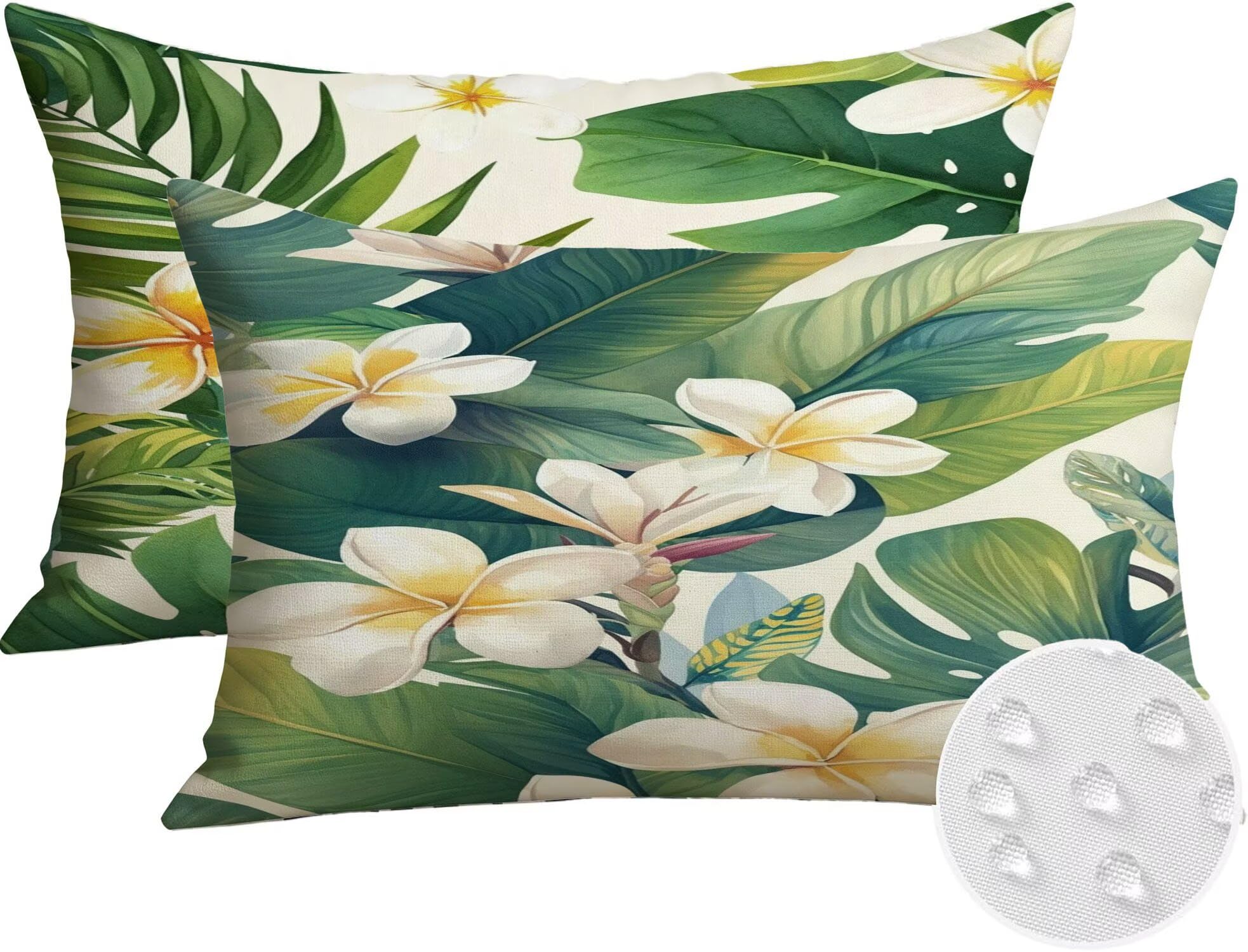 Générique Housse Coussin Exterieur Impermeable 30x50cm Vert Décoratif Taie d'oreiller Decoration Feuilles Tropicales Housse de Coussin Exterieur Impermeable pour Salon de Jardin Lot 2. T-3291