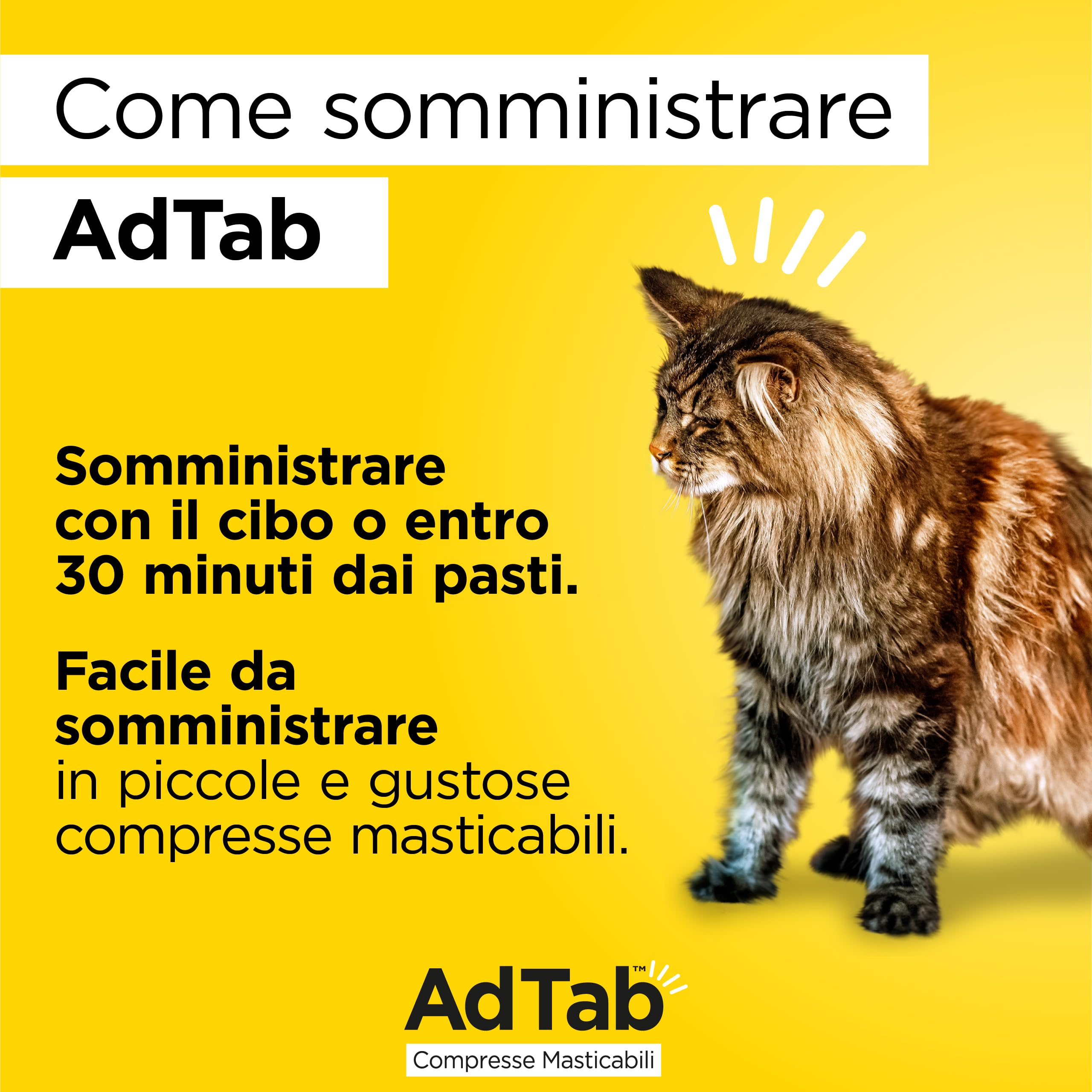 AdTab Compresse Masticabili per gatti da 2,0-8,0 Kg - 3 compresse