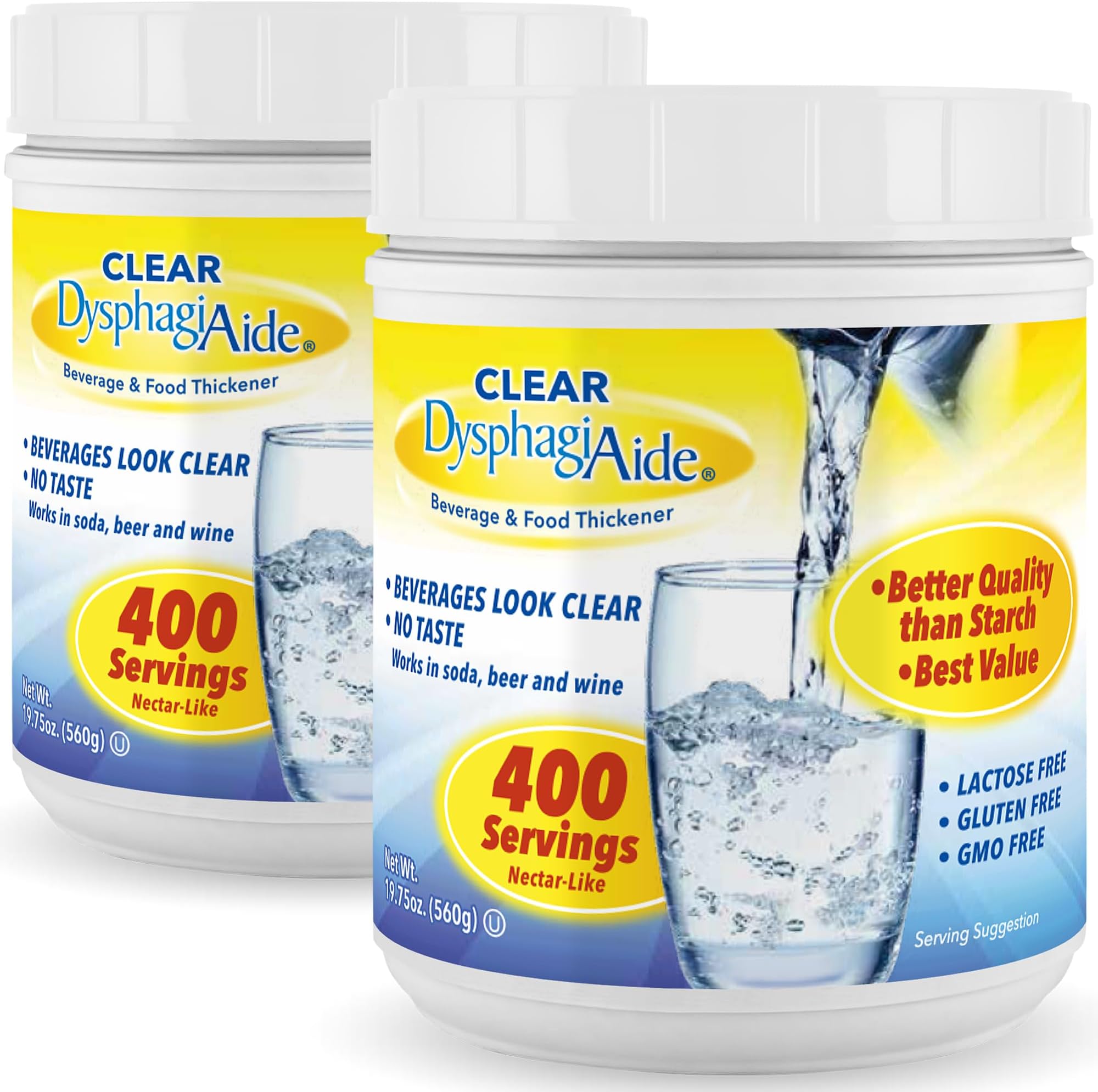 Clear DysphagiAide 増粘剤パウダー - 400回分 - (2パック) インスタント増粘剤 液体や食品用 - 嚥下障害/飲料用増粘剤 増粘剤