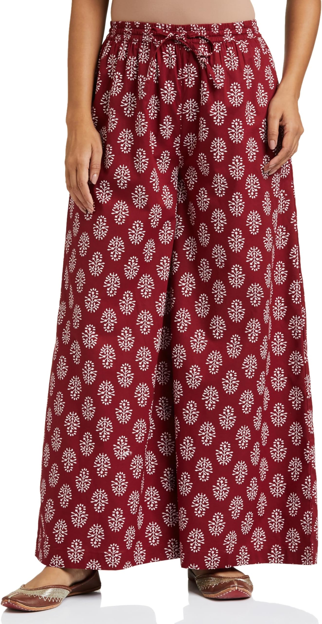 Women Relaxed Cotton Flared Palazzo (Available in Plus Sizes)