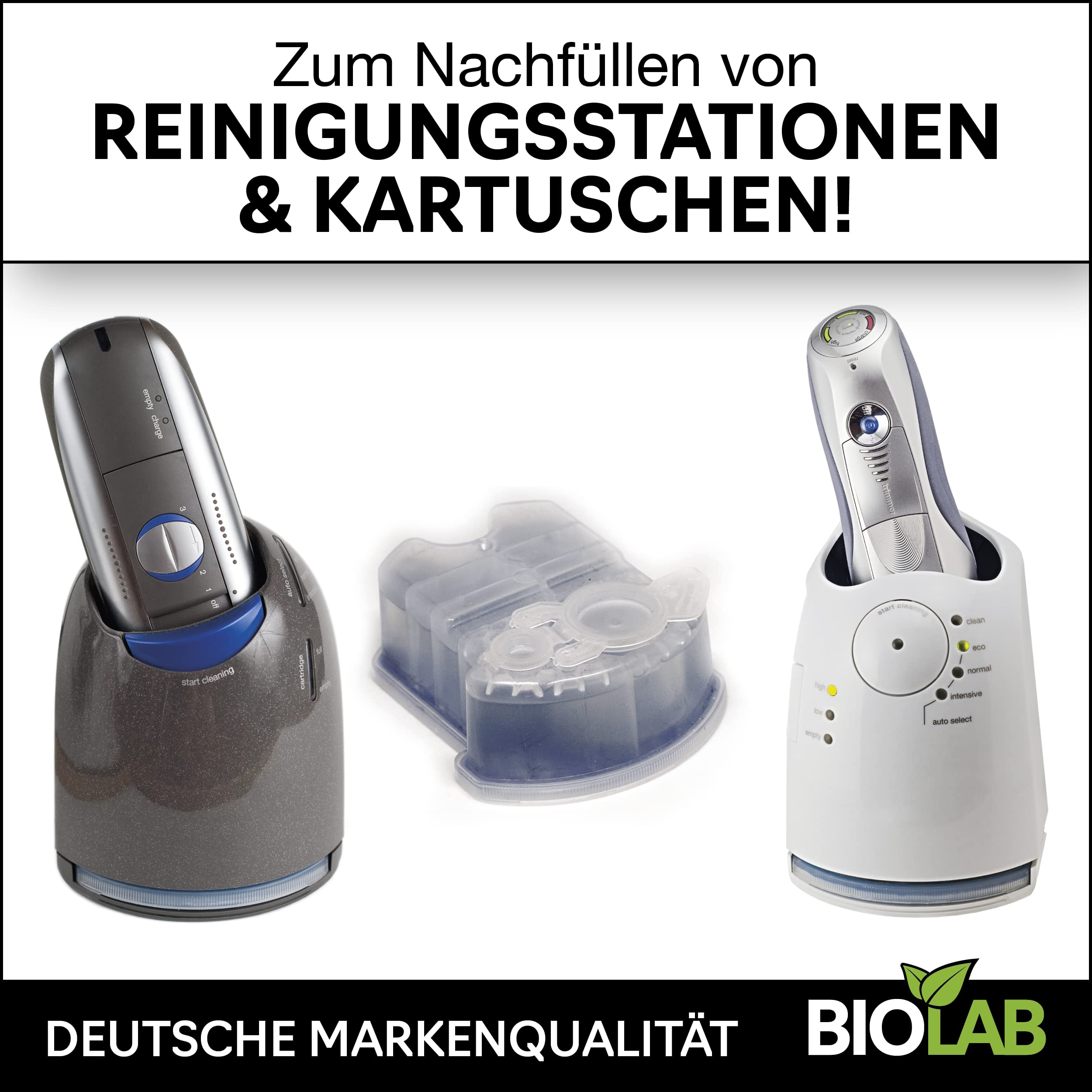 BIOLAB Bio Scherkopfreiniger (2 x 1000 ml) Nachfüllflüssigkeit für Clean & Renew, passend für Braun Series, Philips Scherkopf Reinigungskartusche und Rasierer Reinigungsstation