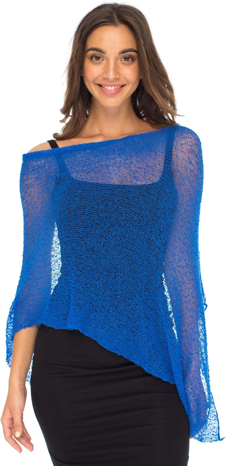 Womens Sheer Poncho Shrug Bolero, Lightweight Summer Shrug Pullover Sweater