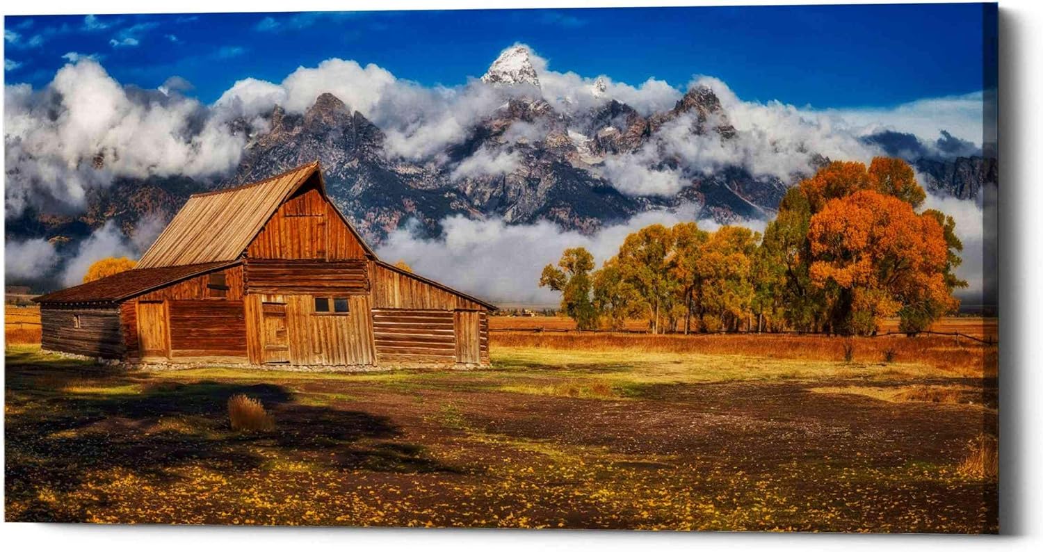 Epic Graffiti 'Warm Morning Light in the Tetons' by Darren White, Canvas Wall Art, 12"x24"