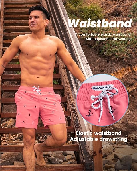MaaMgic 2 en 1 Bañador con Forro de Compresión con Cremallera Hombre Shorts de Baño Shorts de Playa Traje de Baño para Natación Secado Rápido para Vacaciones - 3