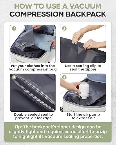 Miniatura 2 de Mochila de viaje al vacío con bomba para mujer, artículos personales, mochilas de transporte aprobadas para vuelos de 18 x 14 x 8 pulgadas.,