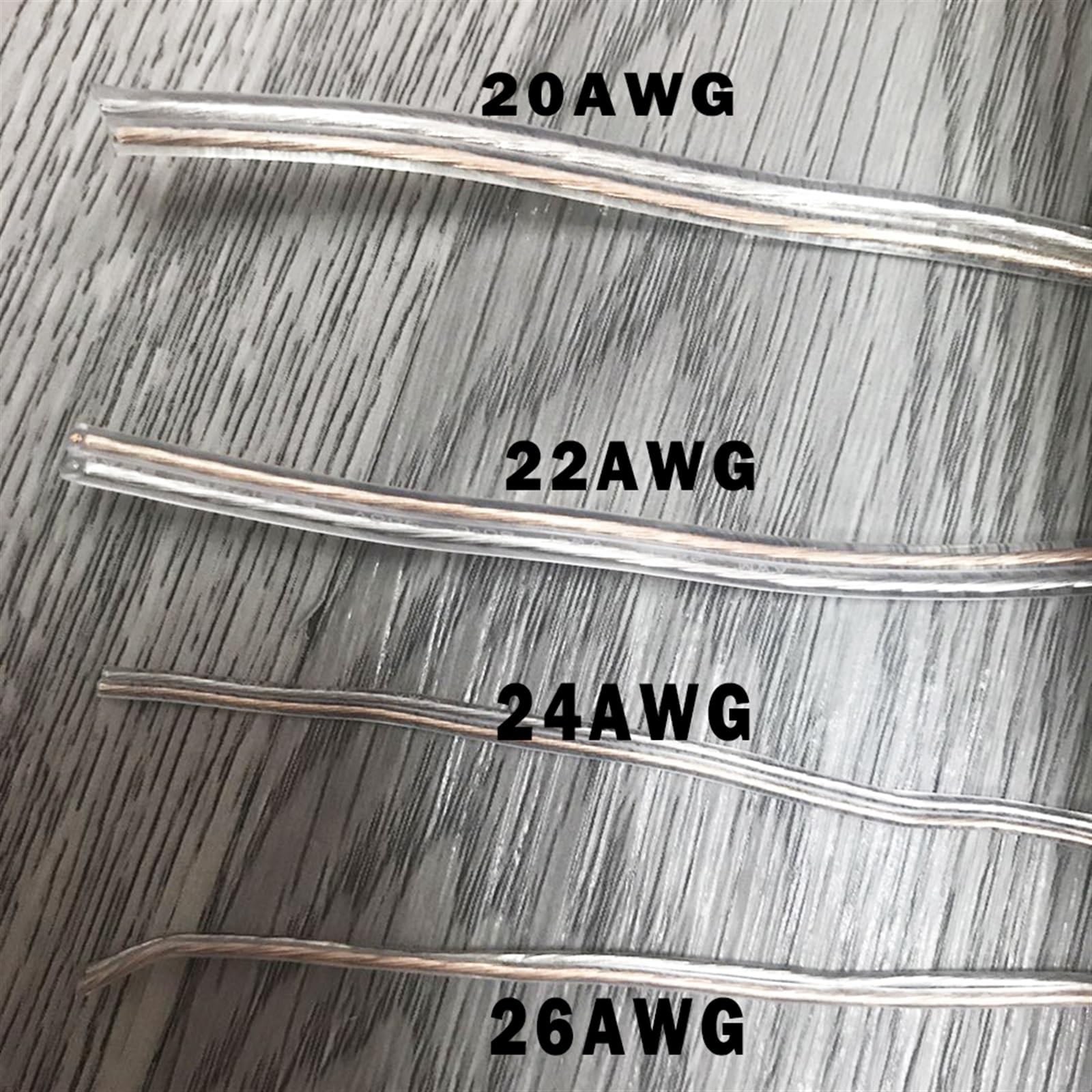 Cable Flexible LED Display Screen Cable, 2 pin Flat Ribbon Cable, 3.0mm PVC Parallel Electric Wire, Transparent Lighting Lamp Wire for Pendant Lighting Extension Connector(Color:24 AWG Gold Silver)