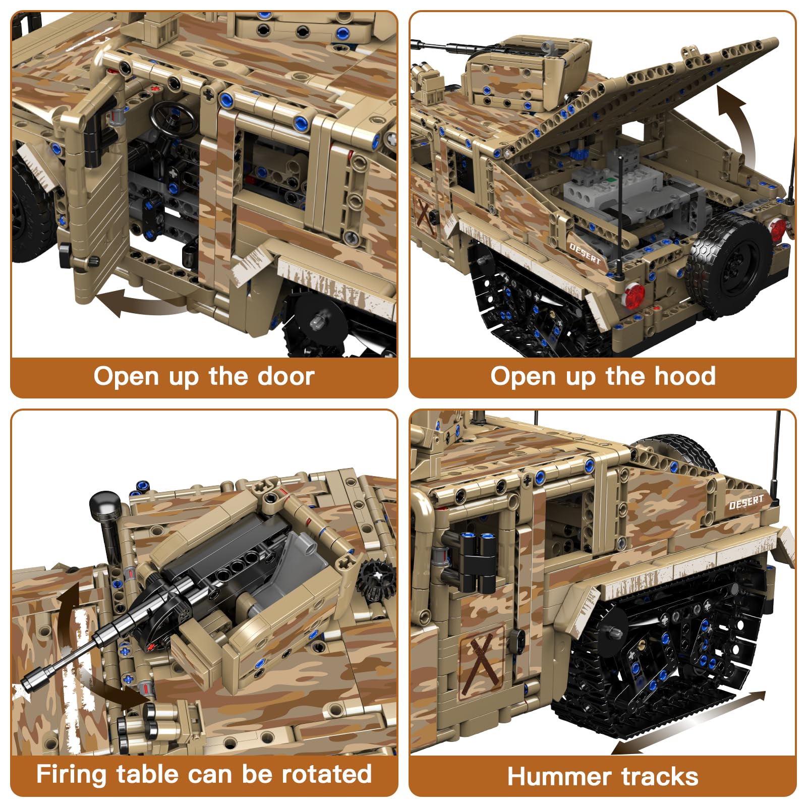 Mould King 20047 Technik Militär-Geländekettenfahrzeug Bausätze, STEM-Panzer-Bausatz, Armee-Spielzeug-Baukasten für Erwachsene, Jungen und ab 14 Jahren (2094 Teile)