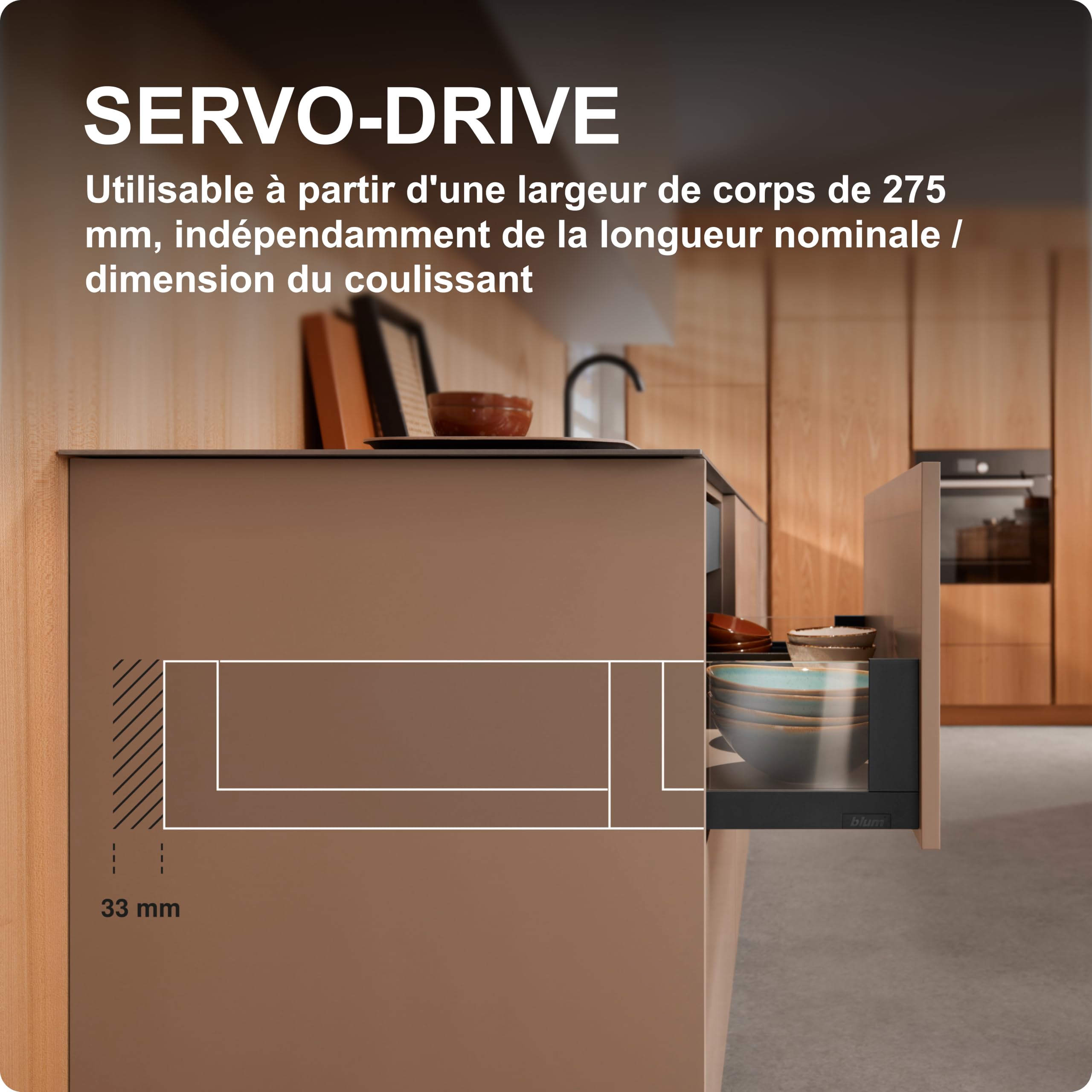 Blum SERVO-Drive unité d'entraînement I motoréducteur électrique pour Ouverture Automatique de tiroirs I adapté boxsystèmes, Sorties Tandem/MOVENTO | unité de Remplacement Push-to-Open, sans Outil