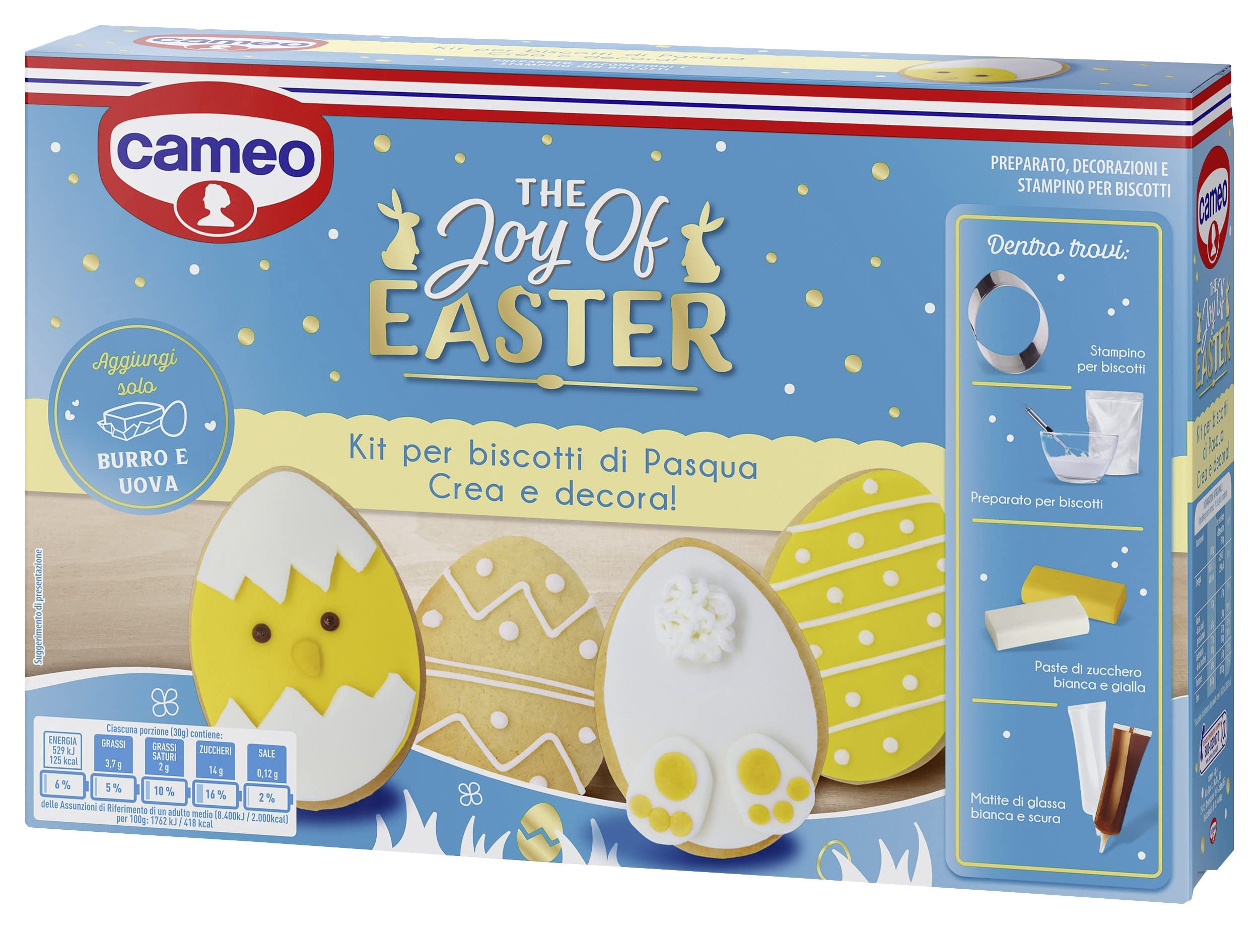 Cameo Kit per Biscotti di Pasqua The Joy of Easter, Kit per Circa 19 Biscotti Pasquali da Creare e Decorare, Preparato per Biscotti, Decorazioni e Stampino Inclusi nella Confezione, 488 g