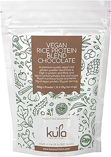Kula Nutrition - Vegan Rice Protein Powder Blend - Chocolate - 250g (10x 25g Servings) – High Fibre, Low Fat, Low Sugar Dairy and Gluten Free Rice Protein Isolate Powder Blend. Made in The UK to GMP.