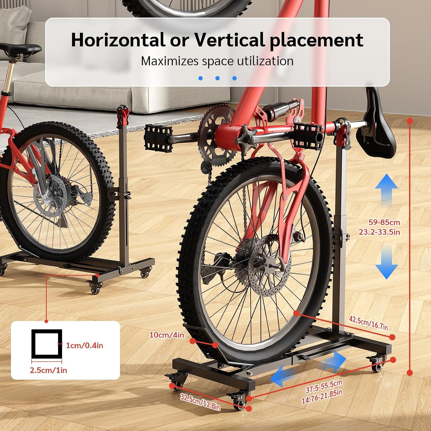Support de sol de vélo réglable, support de vélo autonome, support de vélo pour VTT, VTT, vélo de course, largeur de pneu jusqu'à 8,5 cm
