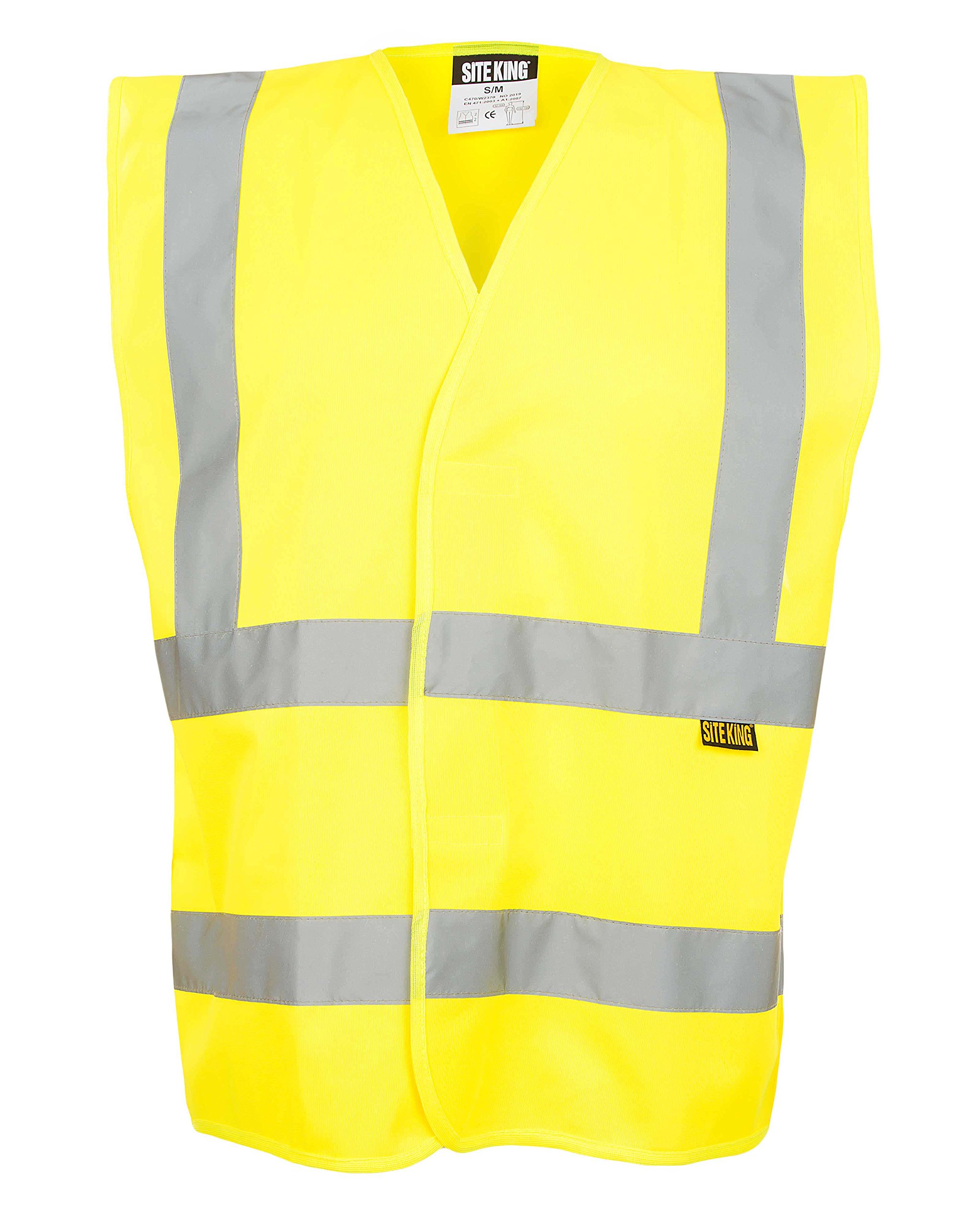 SITE KING Mens Hi Visibility Yellow Waisctcoat Size XS to 5XL - HI VIS VIZ WORK VEST (4XL / XXXXL)