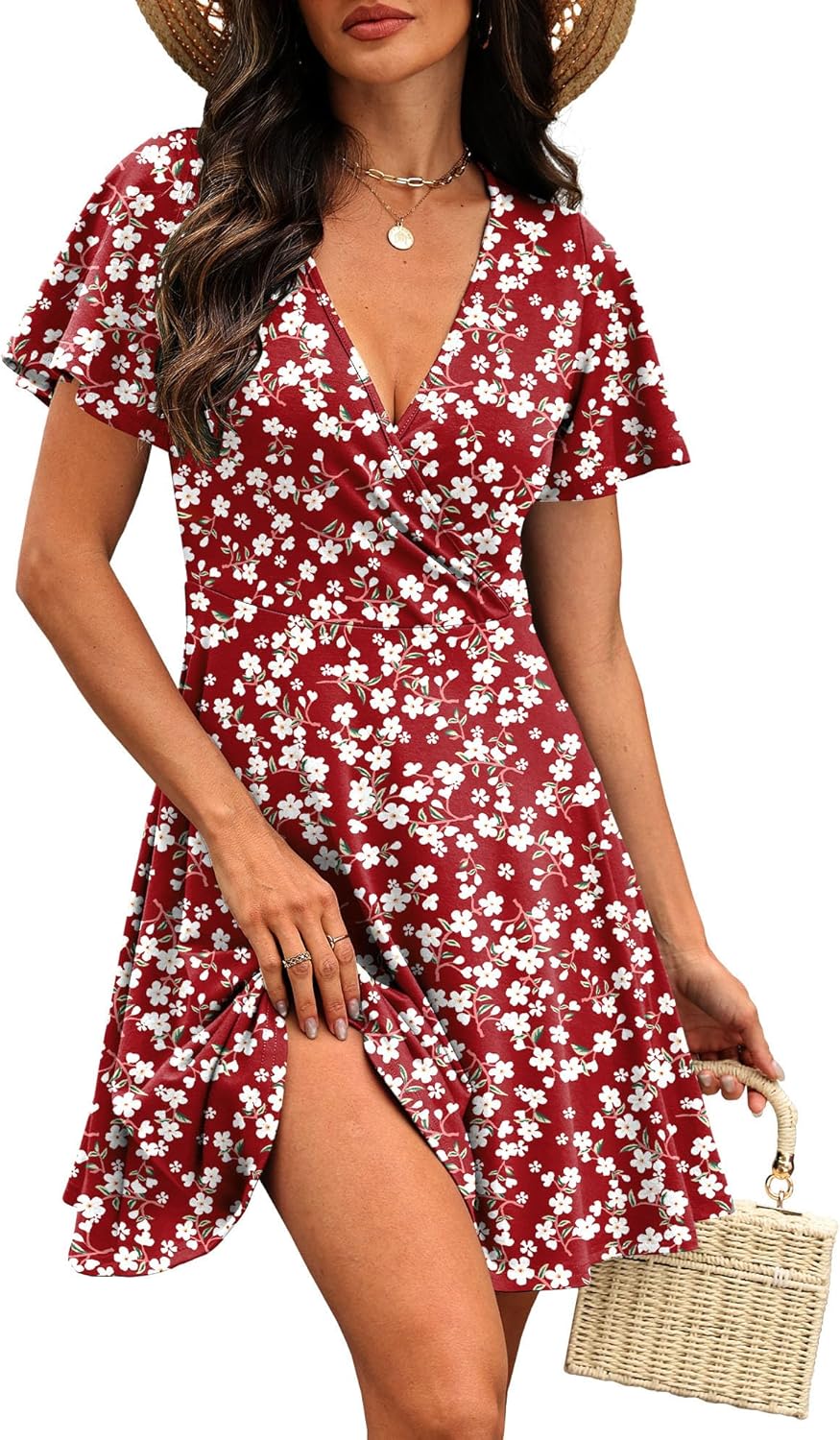 RUMIA Womens Casual Dresses Wrap V Neck Dress A-Line Ruffle Sleeve Summer Sundress Fashion 2026 - Image 2