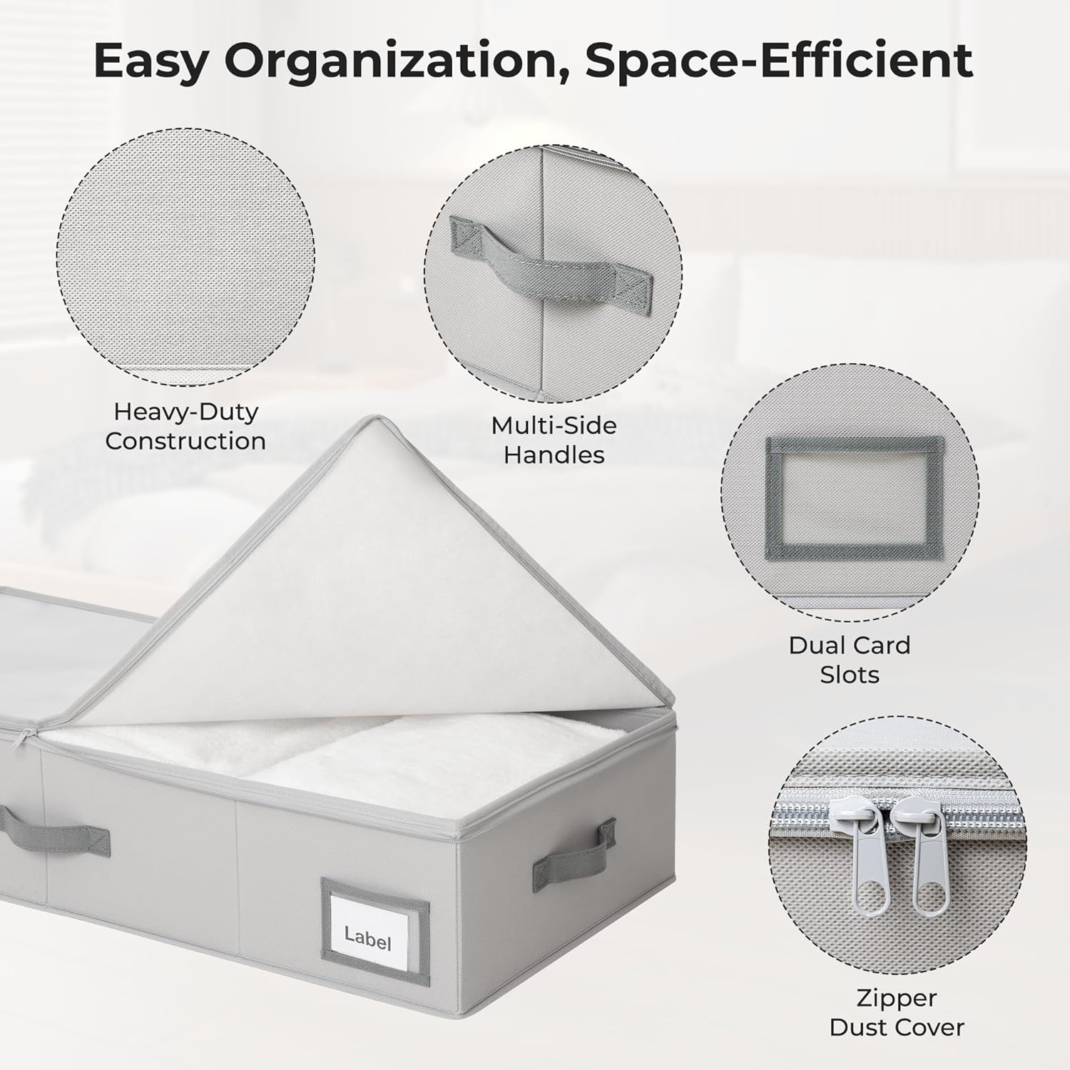 GRANNY SAYS 2 Pack Large Under Bed Storage, Underbed Organizer with Zipper Lid for Bedroom & Clothes Hangers for Closet, 20 Pack Wood Hanger