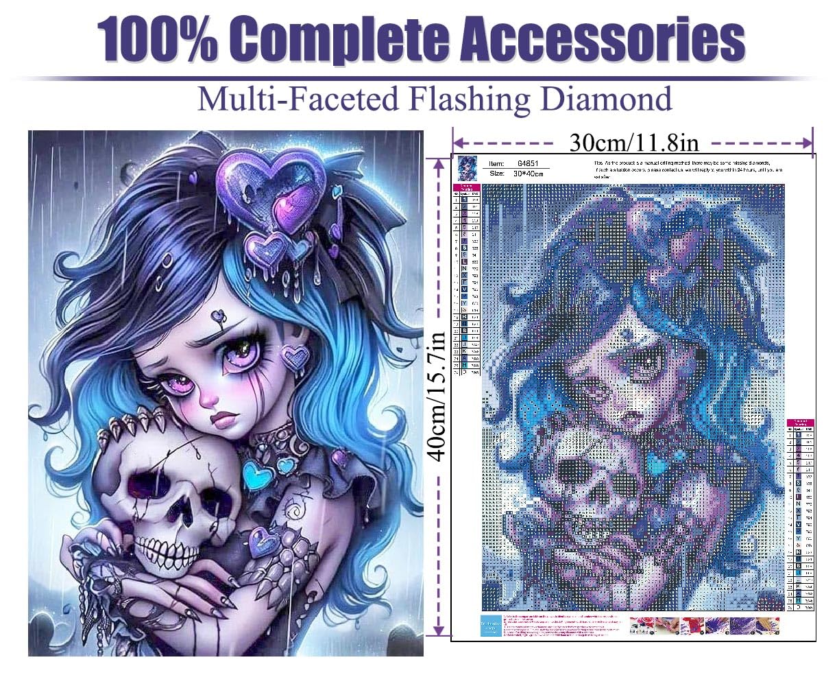 Großes Totenkopf-Diamantbild-Set Für Erwachsene – 5D-Diamantmalerei, 27,5x49,9 Cm, Halloween-Dekoration & DIY-Geschenk