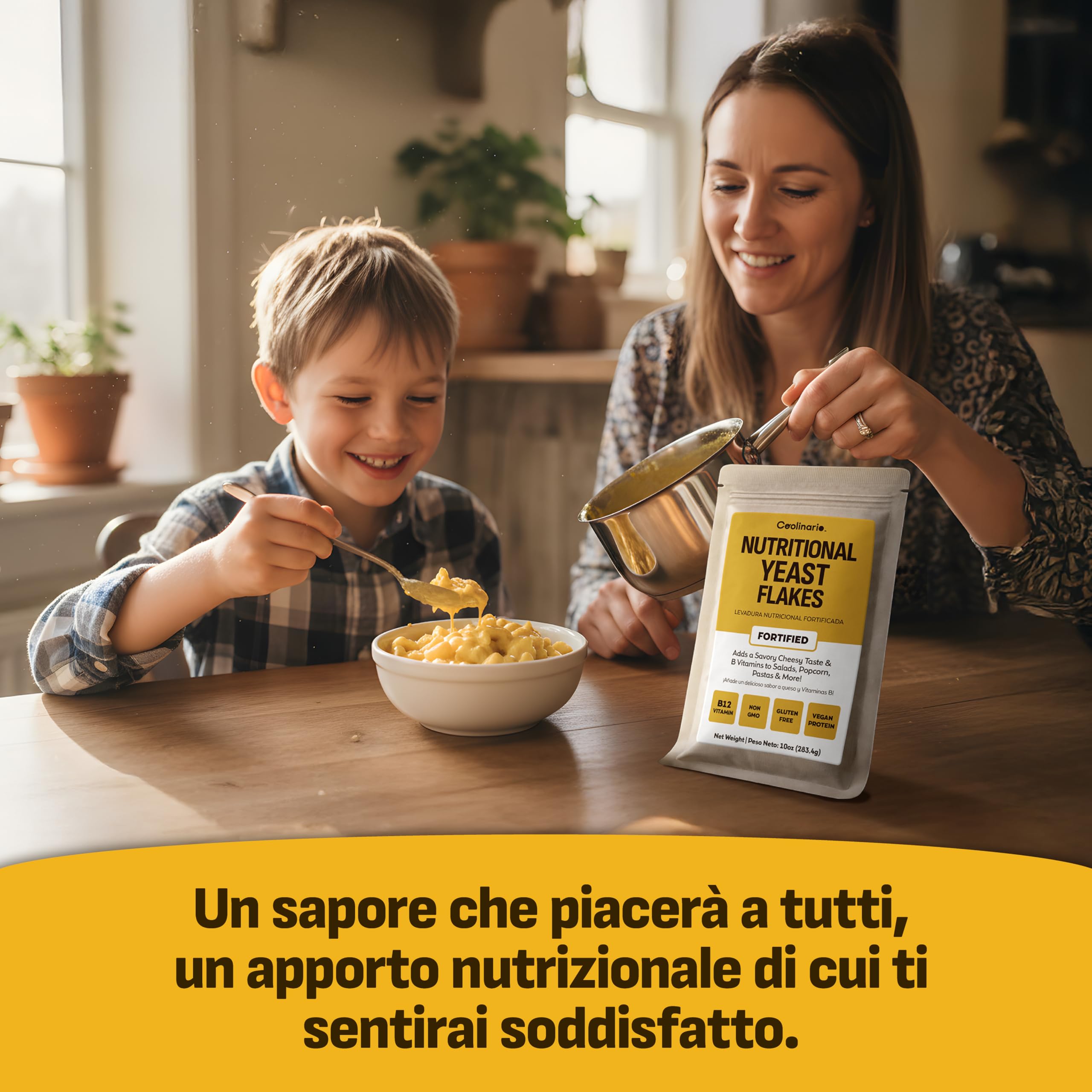 Coolinario Lievito Alimentare Fortificato (56 g) | Condimento Vegano Ricco di Vitamine B, B12 e Zinco | Sapore Umami per Pasta, Popcorn e Salse | Senza Glutine e 100% Vegetale