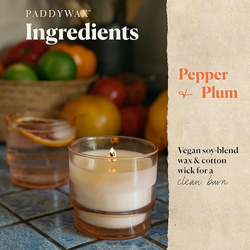 Vista 3 de Paddywax Candles Al Fresco Collection - Vela con aroma natural en vaso de vidrio reutilizable, 7 onzas, pimienta + ciruela