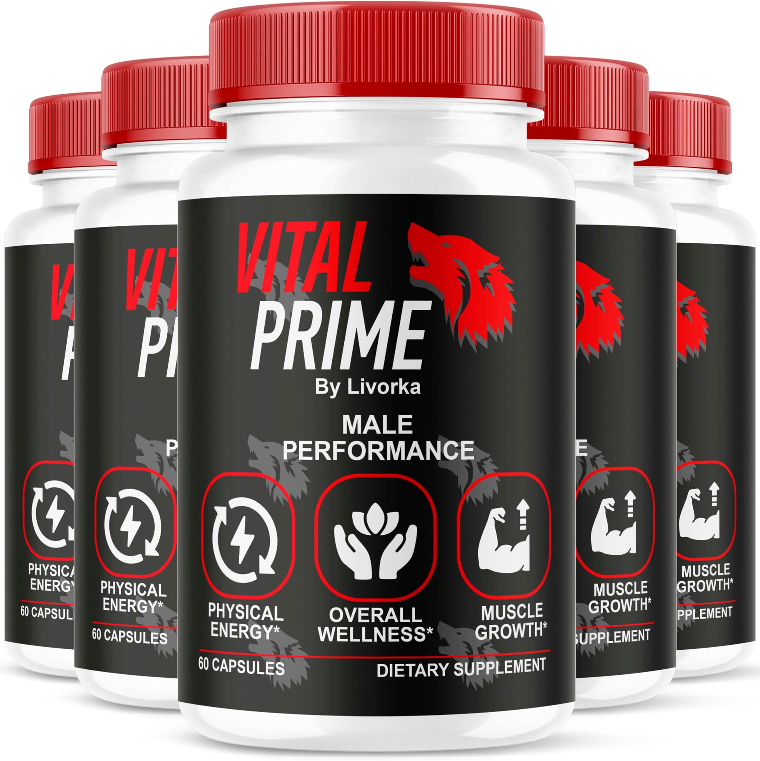 LIVORKA Vital Prime for Men, Advanced Formula, Dietary Supplement Support Capsules for 5 Months, Pack of 5