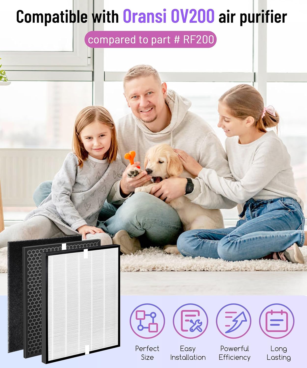 OV200 Replacement Filter Compatible with Oransi OV200 Air Purifier, Compared to Part# RF200 - Image 2