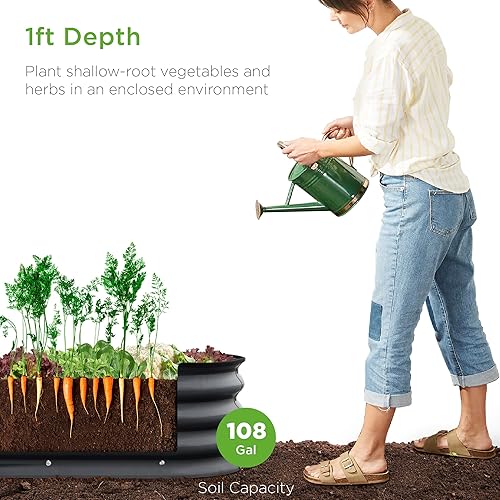 Miniatura 2 de Best Choice Products 8x2x1ft Outdoor Metal Raised Garden Bed, Oval Deep Root Planter Box for Vegetables, Flowers, Herbs, and Succulents w/ 108