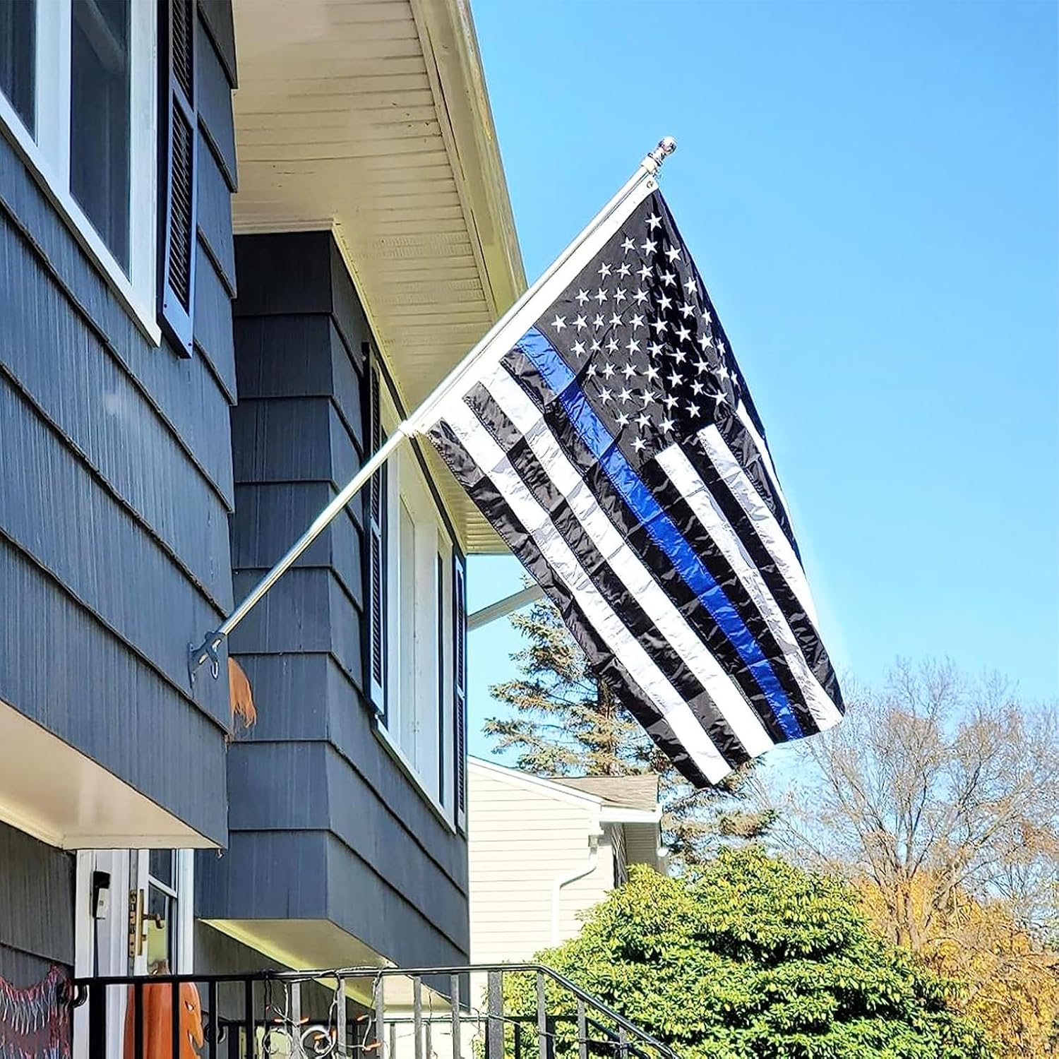 Homissor Thin Blue Line Flag 5x8 Outdoor Embroidered Stars Police Flags Heavy Duty Lives Matter Banner with 2 Brass Grommets