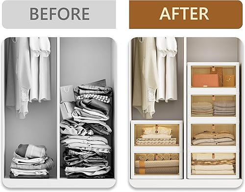 Miniatura 4 de HOMIDEC Organizadores de armario y almacenamiento de 70 cuartos de galón, paquete de 3 cubos de almacenamiento apilables con 3 tapas, cajas