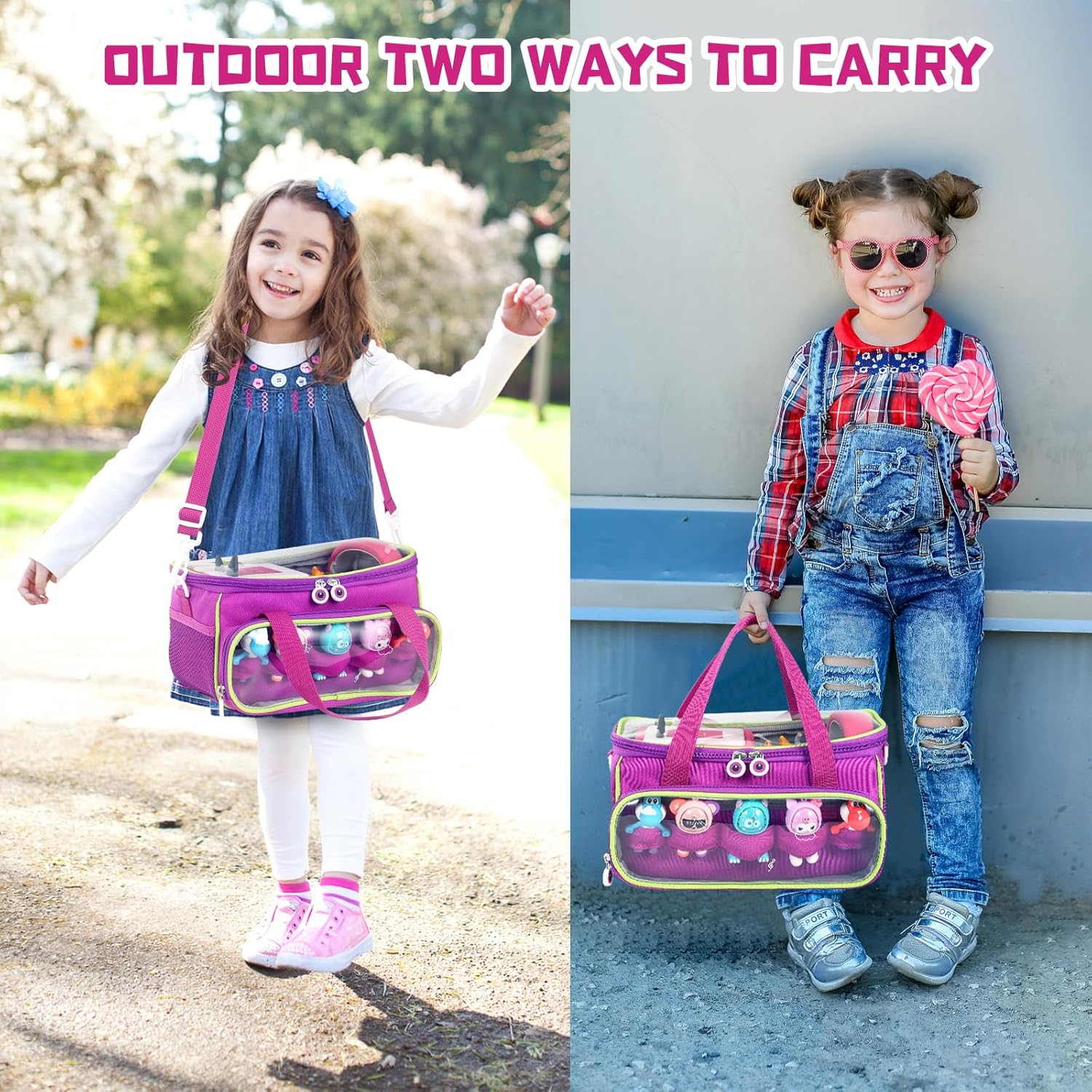 Carrying Case for Toniebox, Storage Carrier Bag for Tonie Characters with Shoulder Strap and Handle, Home Outdoor Hand Bag for Toniebox 2 Audio Player and Dolls (Purple)