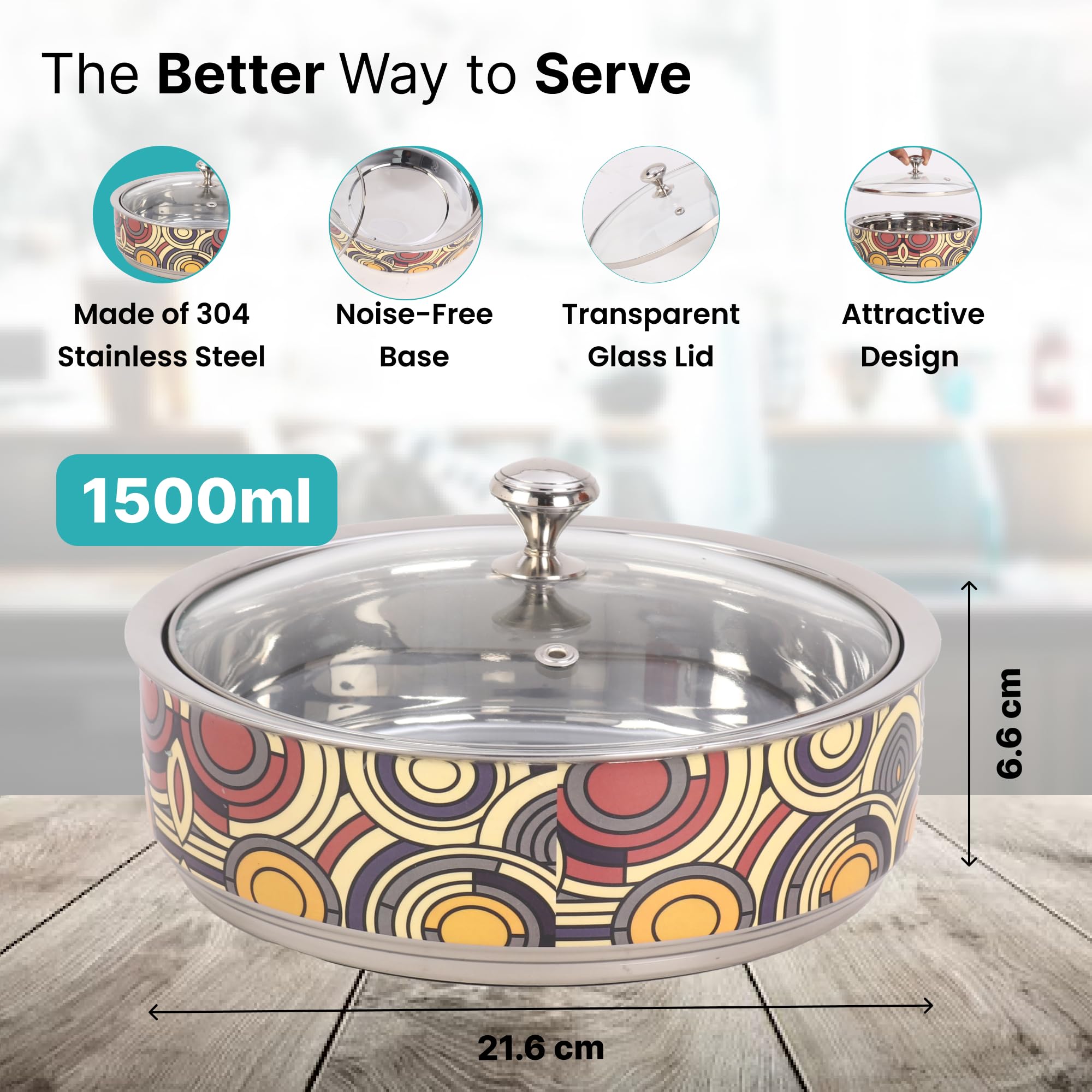 The Better Home Cacerola aislada de acero inoxidable para Roti (1,5 L) | Cajas calientes para cocina | Juego de cuencos para servir | Artículos de regalo de cocina | Caja de almacenamiento Roti | Caja